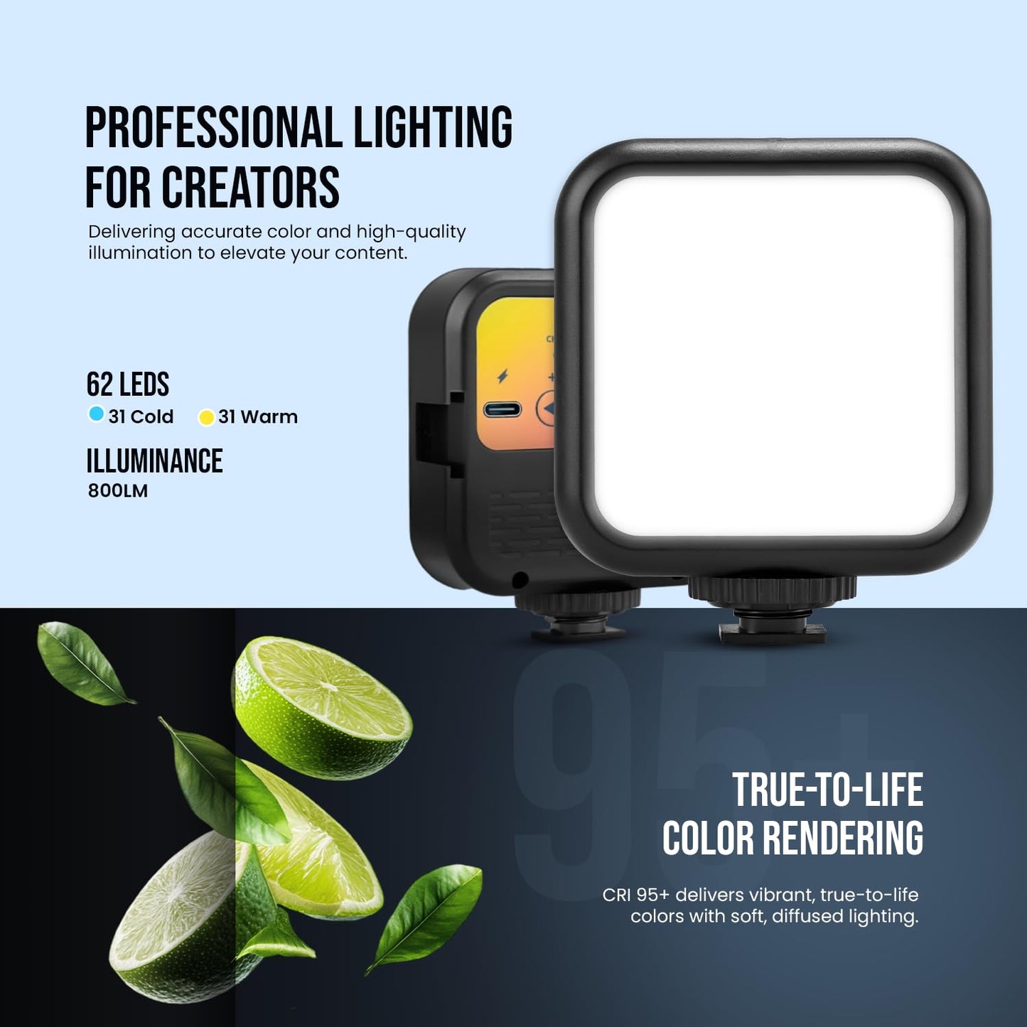 ED Pocket Video Mobile Light | Selfie, Video, Photography, Meeting, Lighting Dimmable, 3200K-6500K | LED Light for Computer, Tablet, Smartphone, DSLR Camera with Screen Clip