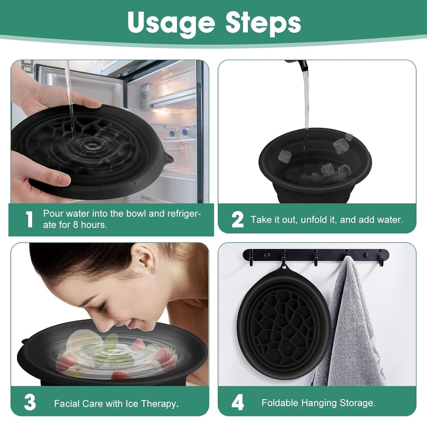 Collapsible Face Tub for Ice Bath, Facial Ice Plunge Bowl, Ice Water Facials at Home